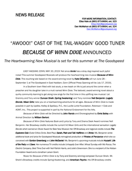 Cast of the Tail-Waggin' Good Tuner Because of Winn Dixie Announced