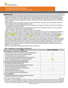 Respiratory Beta-Agonist Combination Agents