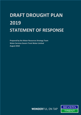 Draft Drought Plan 2019 Statement of Response