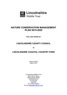 Nature Conservation Management Plan 2015-2020