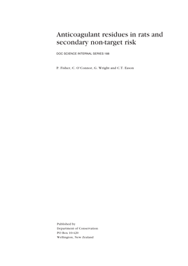 Anticoagulant Residues in Rats and Secondary Non-Target Risk