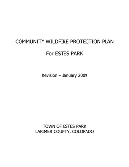 COMMUNITY WILDFIRE PROTECTION PLAN for ESTES