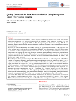 Quality Control of the Foot Revascularization Using Indocyanine Green Fluorescence Imaging