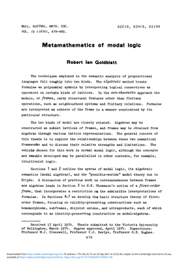 Metamathematics of Modal Logic