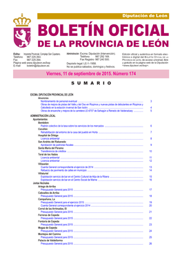 BOLETÍN OFICIAL DE LA PROVINCIA DE LEÓN Edita: Imprenta Provincial