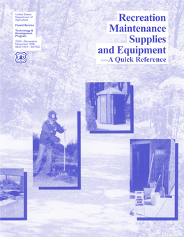 Recreation Maintenance Supplies and Equipment —A Quick Reference
