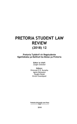 Pretoria Student Law Review (2018) 12