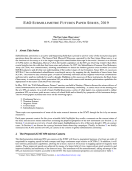 Eao Submillimetre Futures Paper Series, 2019