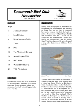 Teesmouth Bird Club Newsletter