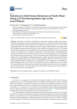 Variations in Soil Erosion Resistance of Gully Head Along a 25-Year Revegetation Age on the Loess Plateau