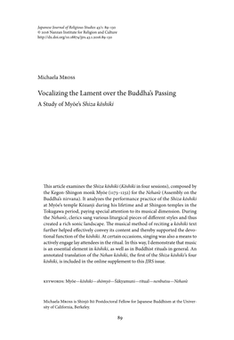 Vocalizing the Lament Over the Buddha's Passing