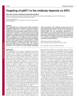 Targeting of P0071 to the Midbody Depends on KIF3