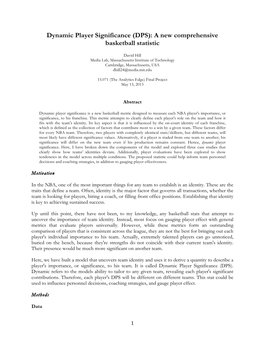 Dynamic Player Significance (DPS): a New Comprehensive Basketball Statistic