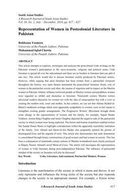 Representation of Women in Postcolonial Literature in Pakistan