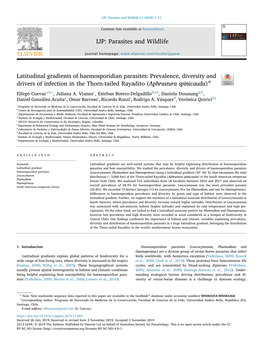 Latitudinal Gradients of Haemosporidian Parasites