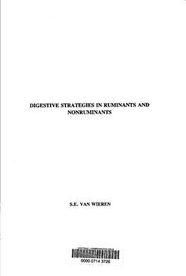 Digestive Strategies in Ruminants and Nonruminants S.E. Van Wieren