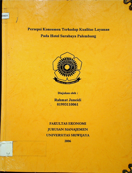 Persepsi Konsumen Terhadap Kualitas Layanan Pada Hotel