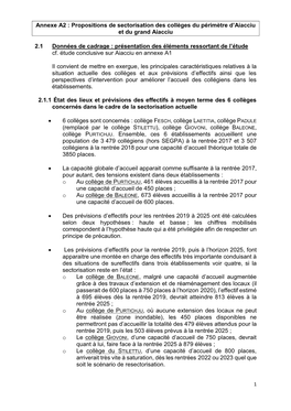 Annexe A2 : Propositions De Sectorisation Des Collèges Du Périmètre D’Aiacciu Et Du Grand Aiacciu