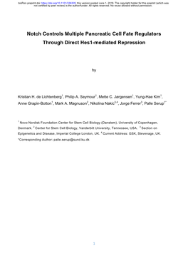 Notch Controls Multiple Pancreatic Cell Fate Regulators Through Direct Hes1-Mediated Repression