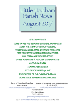 Little Hadham Parish News August 2017