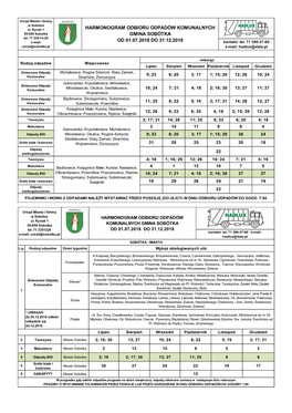 HARMONOGRAM ODBIORU ODPADÓW KOMUNALNYCH 55-050 Sobotka GMINA SOBÓTKA Tel