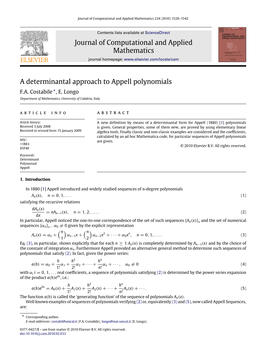 A Determinantal Approach to Appell Polynomials F.A