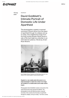 David Goldblatt's Intimate Portrait of Domestic Life Under Apartheid