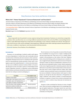 Bony Exostoses: Case Series and Review of Literature