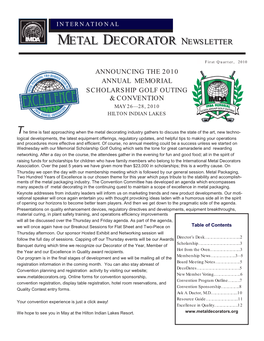 Metal Decorator Newsletter