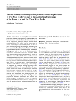 Species Richness and Composition Patterns Across Trophic Levels of True Bugs (Heteroptera) in the Agricultural Landscape of the Lower Reach of the Tisza River Basin