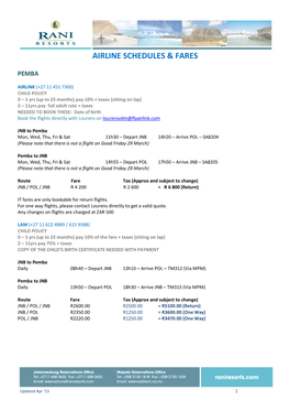 Airline Schedules & Fares