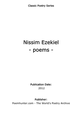 Nissim Ezekiel - Poems