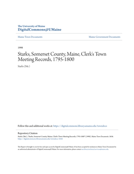 Starks, Somerset County, Maine, Clerk's Town Meeting Records, 1795-1800 Starks (Me.)