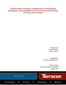 A General Historic Properties Treatment Plan for Archaeological Investigations Associated with FCC Cell Tower Construction Projects on Private Lands in Arizona