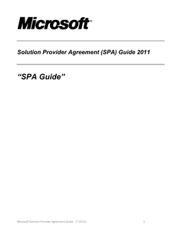 Solution Provider Agreement (SPA) Guide 2011