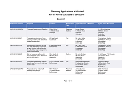 Planning Applications Validated for the Period:-22/02/2016 to 26/02/2016