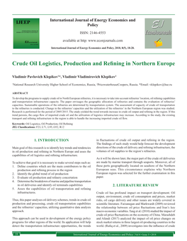 Crude Oil Logistics, Production and Refining in Northern Europe