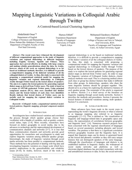 Mapping Linguistic Variations in Colloquial Arabic Through Twitter a Centroid-Based Lexical Clustering Approach