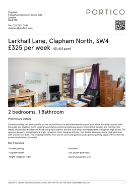 Larkhall Lane, Clapham North, SW4 £325 Per Week