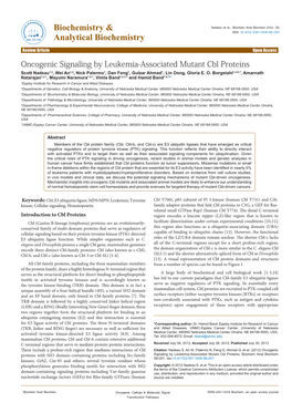 Oncogenic Signaling by Leukemia-Associated Mutant Cbl Proteins Scott Nadeau1,2, Wei An1,2, Nick Palermo1, Dan Feng1, Gulzar Ahmad1, Lin Dong, Gloria E