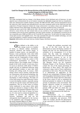 49 Land Use Change in the Mezam Division of the North-West Province, Cameroon from Landsat Imageries (1988 and 2001) 1Olayiwola