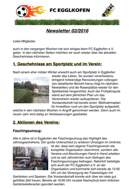 Newsletter FC Egglkofen E.V