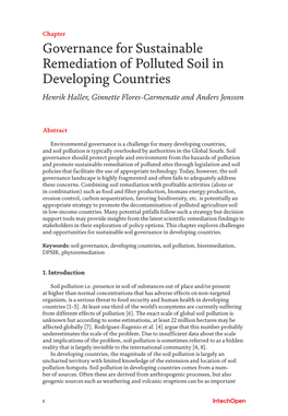 Governance for Sustainable Remediation of Polluted Soil in Developing Countries Henrik Haller, Ginnette Flores-Carmenate and Anders Jonsson