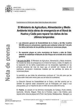 16.06.01 Obras Emergencia Litoral Huelva Y Cádiz