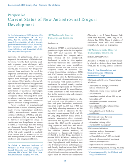 Current Status of New Antiretroviral Drugs in Development