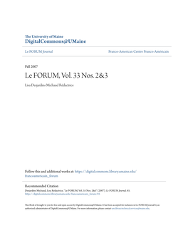 Le FORUM, Vol. 33 Nos. 2&3