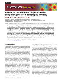 Review of Fast Methods for Point-Based Computer-Generated Holography [Invited]