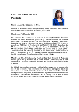 CRISTINA NARBONA RUIZ Presidenta