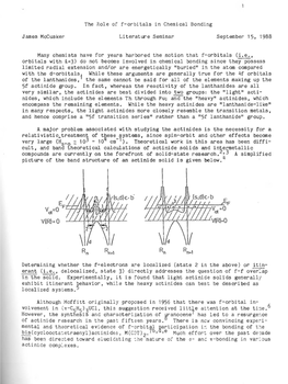 The Rtole of F-Orbitals in Chemical Bonding James Mccusker