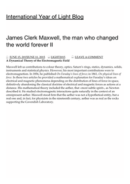 International Year of Light Blog James Clerk Maxwell, the Man Who